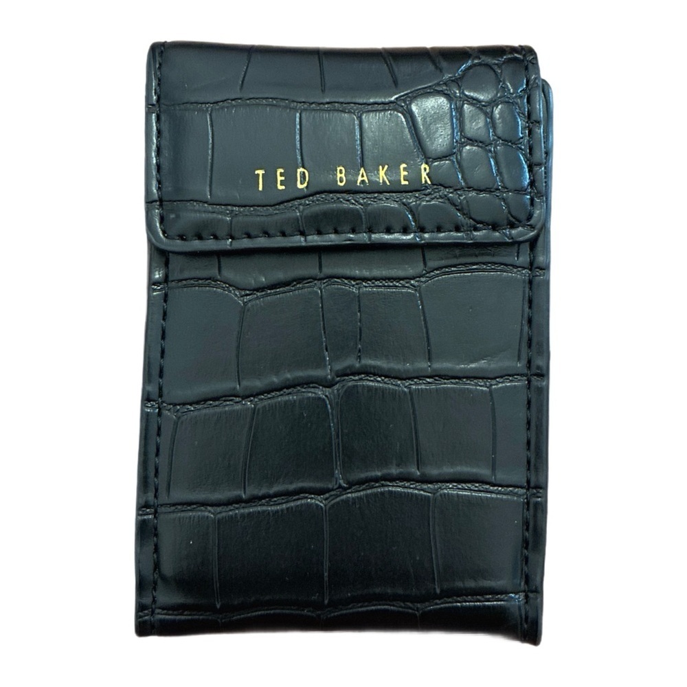 Ted Baker Black Faux Croc-Embossed Card Holder